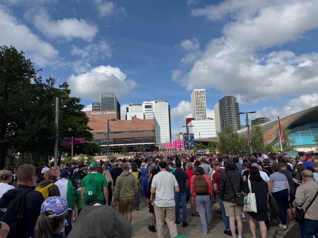 Crowd leaving Olympic Stadium London Diamond League July 2025